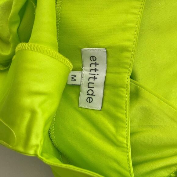 ETTITUDE Sateen Slip Dress in Lime Green medium NIB - Picture 9 of 9